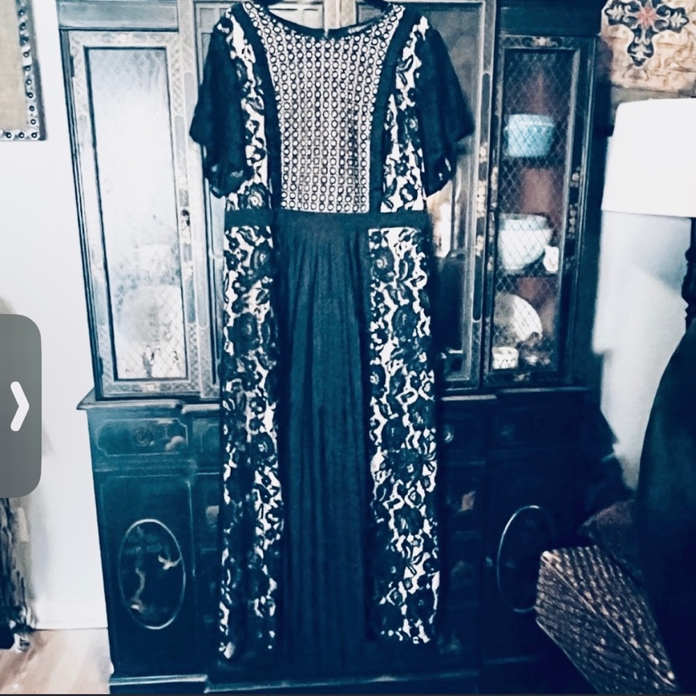 Eloquii Black and White Lace Maxi Dress